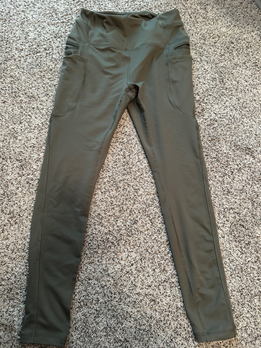 RBX Olive Green Fleece Lined Athletic Leggings - M/M